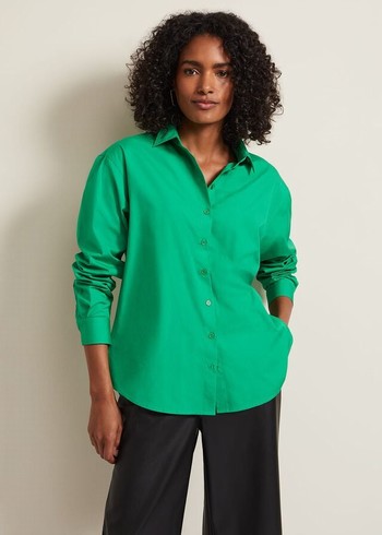 Phase Eight Green Cotton Oversized Shirts Green Australia | RP3791405